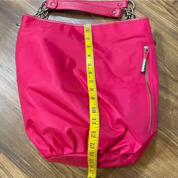 BODHI Pink Nylon Shoulder Bag Leather Chain Handles - Picture 12 of 14